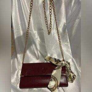 Cartier! EUC Cartier Kisslock Long Wallet with unbranded chain and twilly